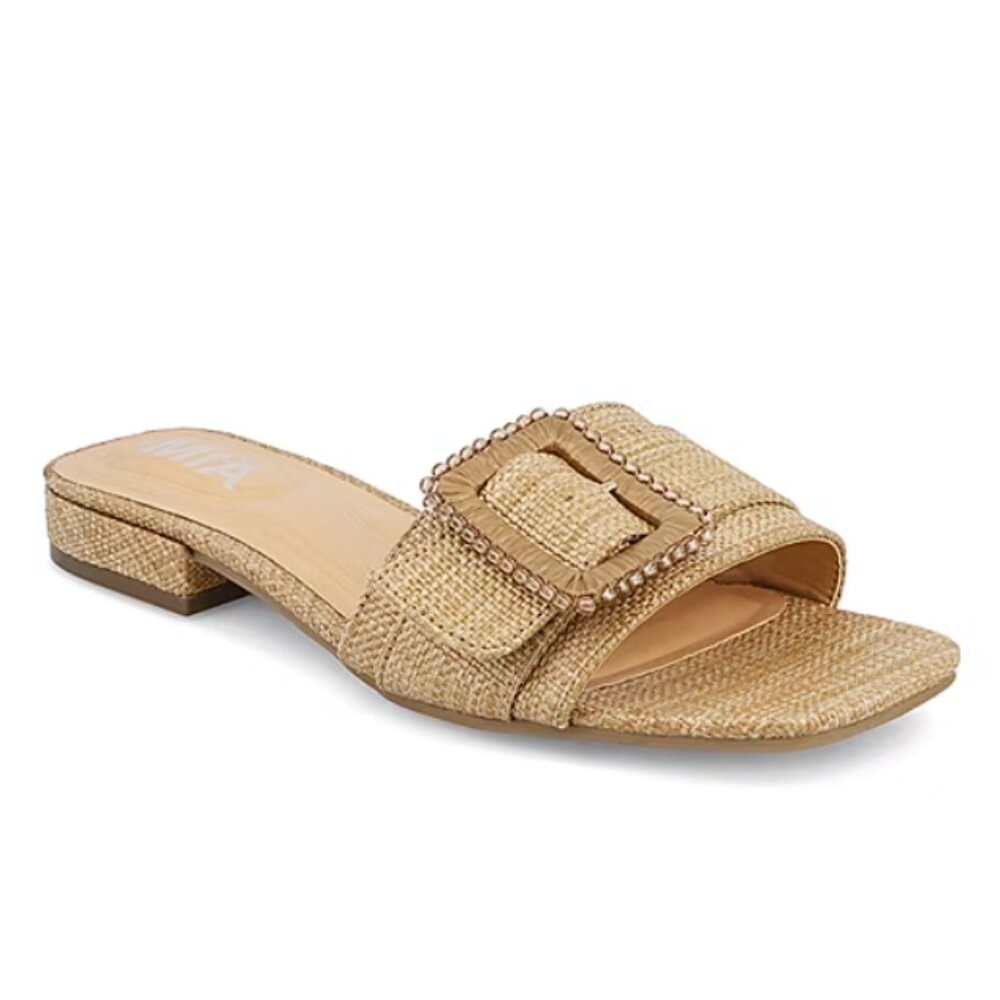 NiB Mia Girl Women's Vernetta Heeled Sandals Natural Size 9 M $70 RY1439